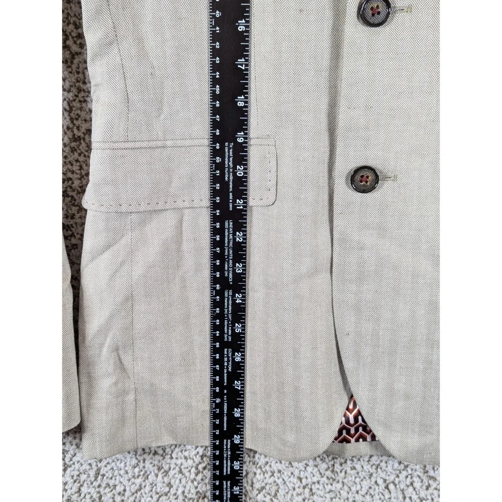 Ted Baker Linen Blend Sport Coat Size 1‎ 34R Herringbone Gray NWT